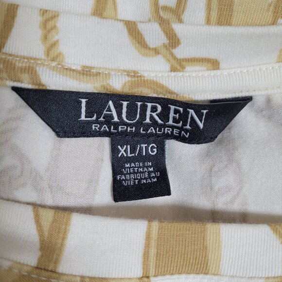 Lauren Ralph Lauren White Chainlink Print Tie Waist Dress Size XL Above Knee - Picture 9 of 11